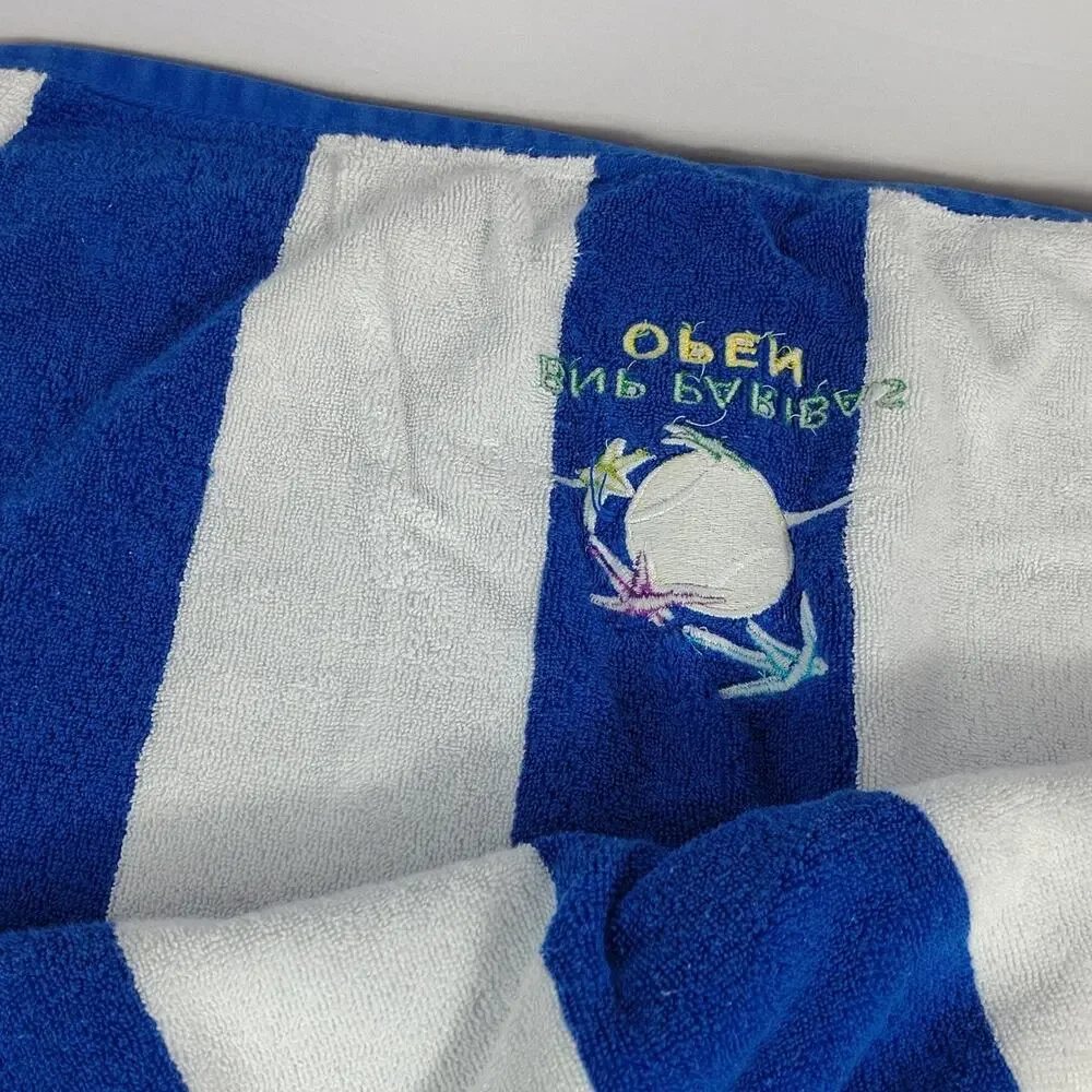 BNP Paribas Open Tennis Tournament Towel Blue White Embroidered Logo Beach Pool